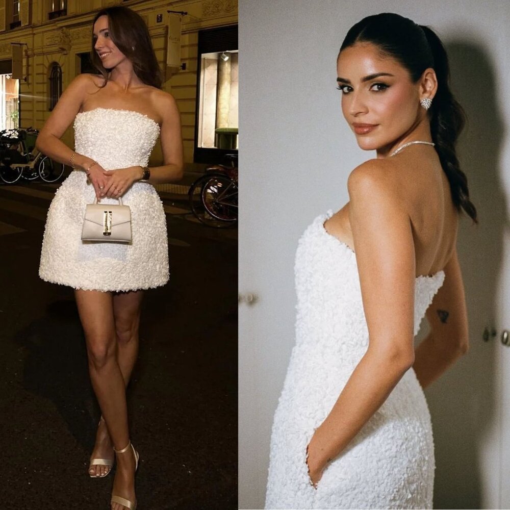Nadine Merabi Maisy White 3D Floral Applique Corset Strapless Mini Dress‎ XL - Picture 3 of 14